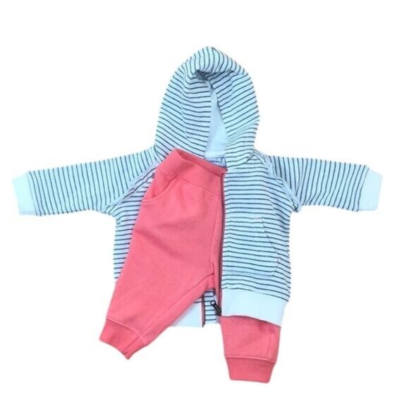 Gymboree Girls Sweatshirt & Sweatpants Coral/White Outfit Newborn